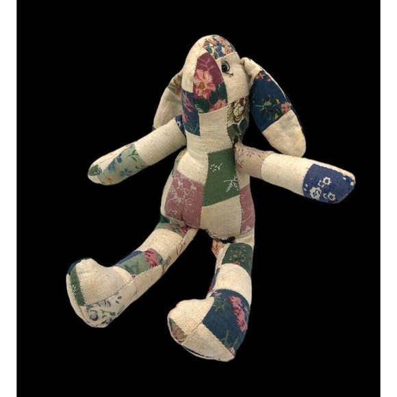 Quilted Bunny Rabbit Mini Westwater Patchwork Scrap Quilt Pcs Cottagecore Vtg 8" - Picture 5 of 10